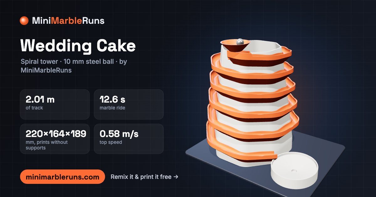 Wedding Cake — 3D-printable tower marble run