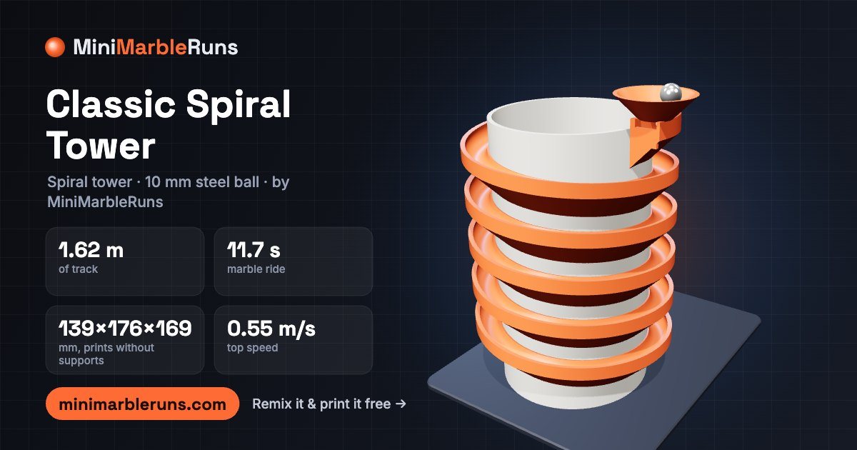 Classic Spiral Tower — 3D-printable tower marble run