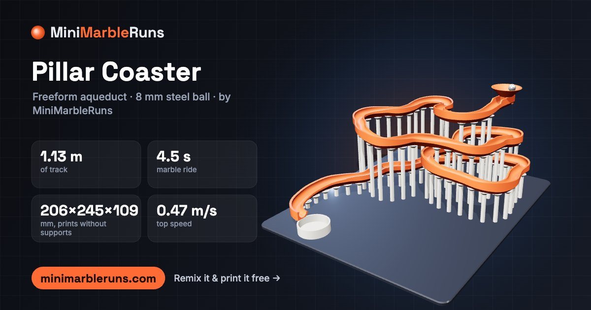 Pillar Coaster — 3D-printable freeform marble run