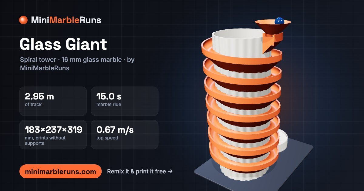 Glass Giant — 3D-printable tower marble run