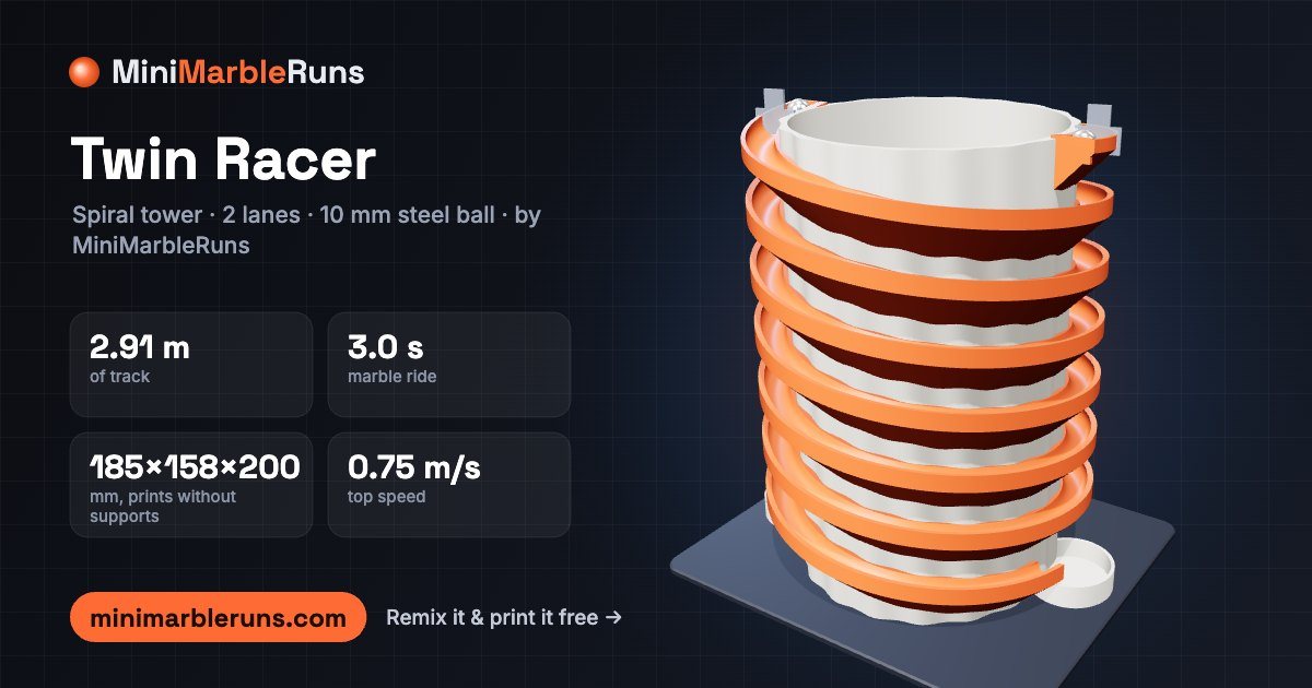 Twin Racer — 3D-printable tower marble run