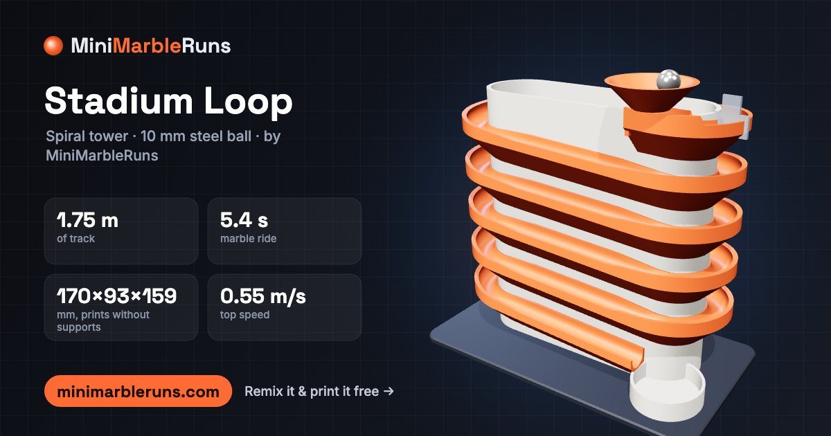 Stadium Loop — 3D-printable tower marble run